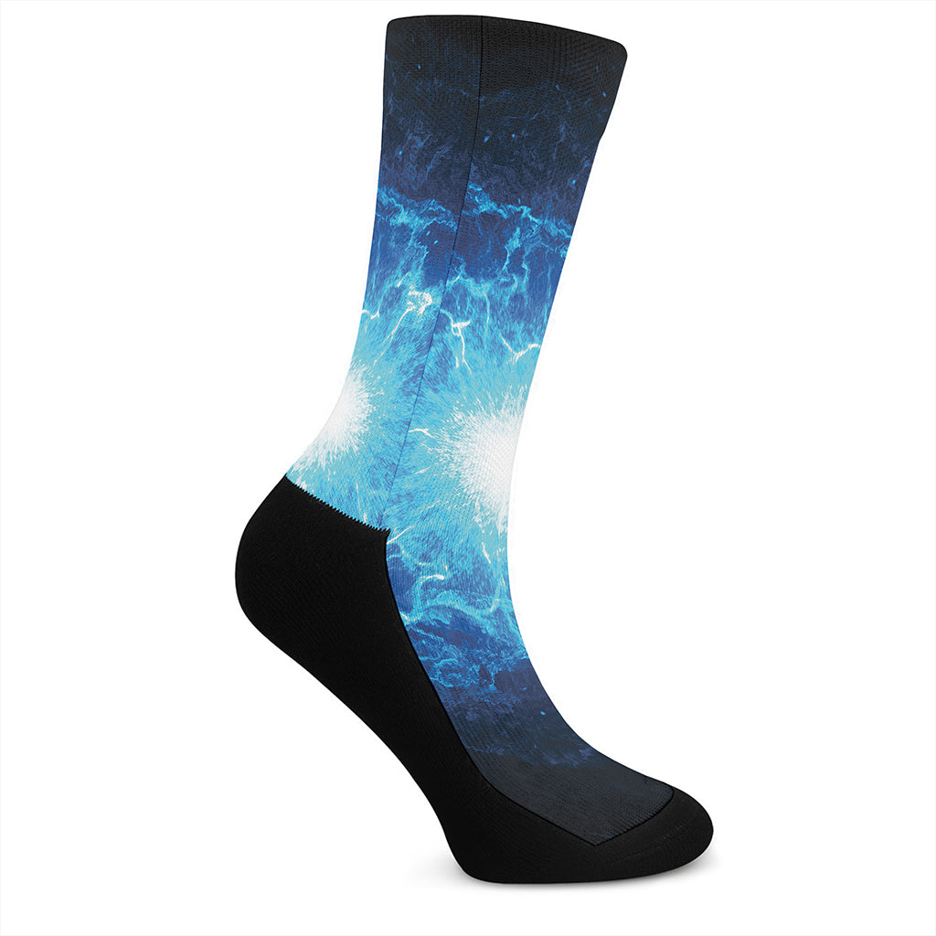 Blue Plasma Energy Print Crew Socks