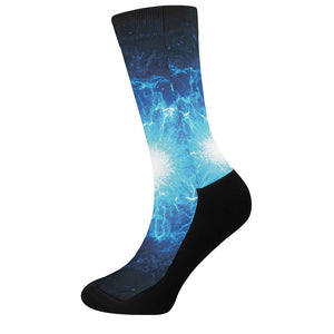 Blue Plasma Energy Print Crew Socks