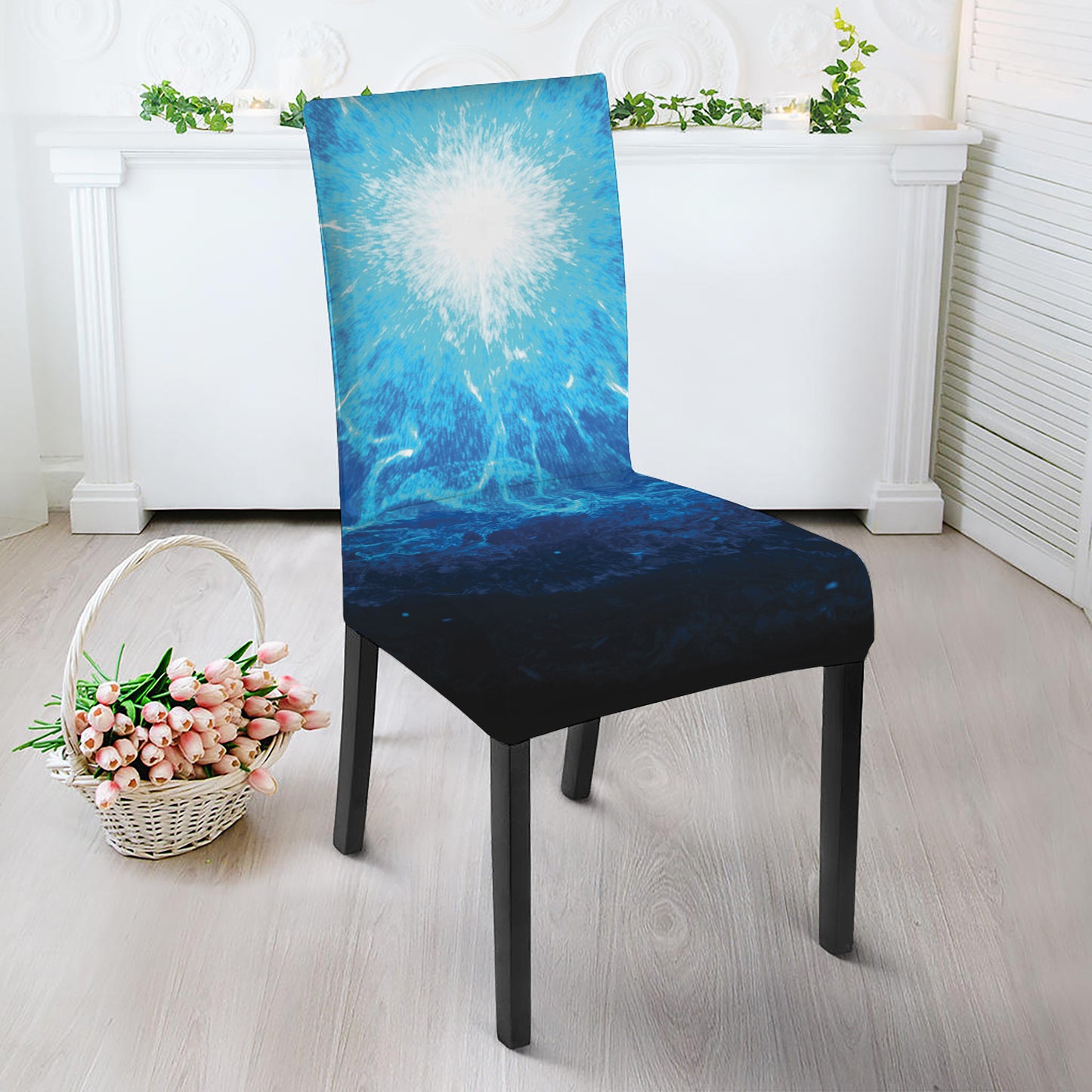 Blue Plasma Energy Print Dining Chair Slipcover