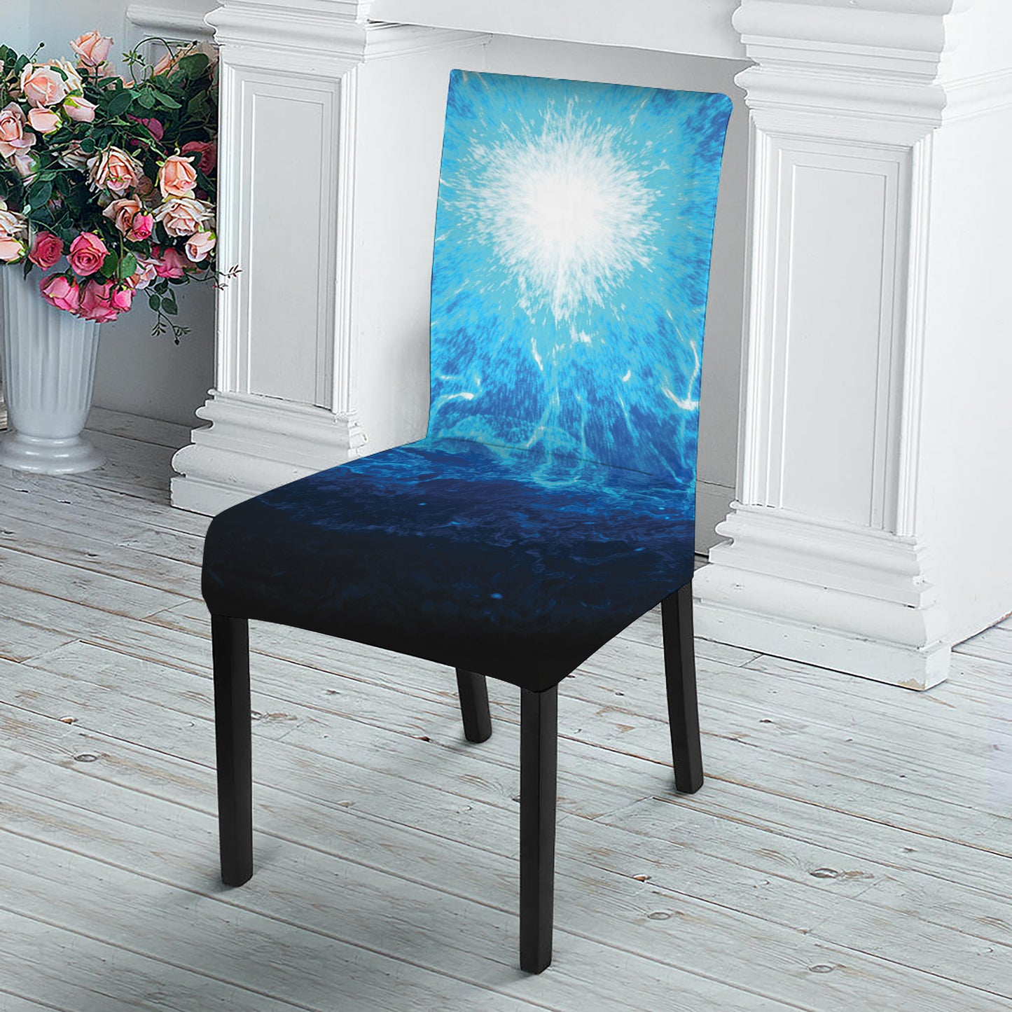 Blue Plasma Energy Print Dining Chair Slipcover