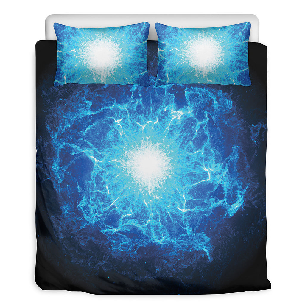 Blue Plasma Energy Print Duvet Cover Bedding Set