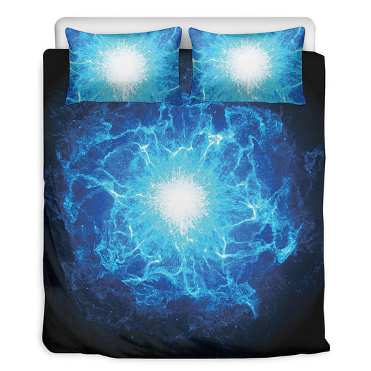 Blue Plasma Energy Print Duvet Cover Bedding Set