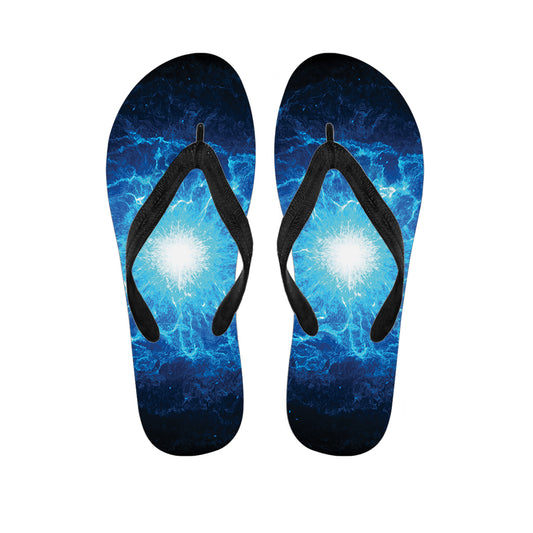 Blue Plasma Energy Print Flip Flops