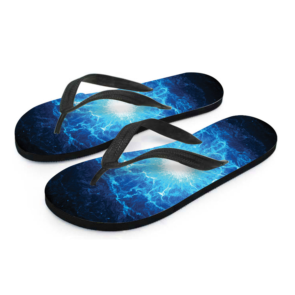 Blue Plasma Energy Print Flip Flops