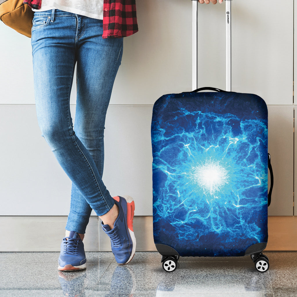 Blue Plasma Energy Print Luggage Cover