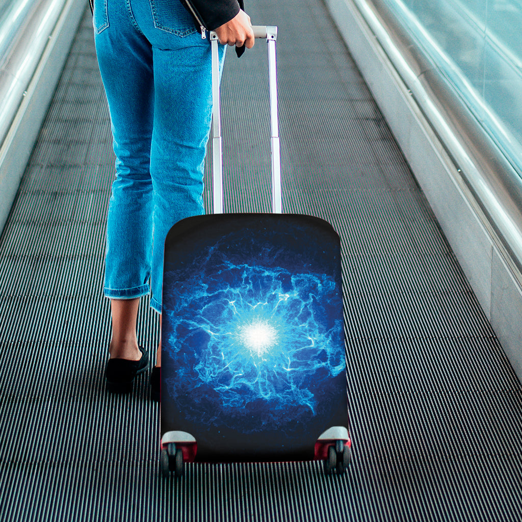 Blue Plasma Energy Print Luggage Cover
