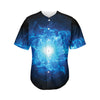 Blue Plasma Energy Print Men's Baseball Jersey