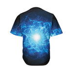 Blue Plasma Energy Print Men's Baseball Jersey