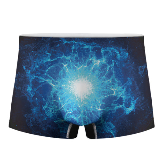 Blue Plasma Energy Print Men's Boxer Briefs