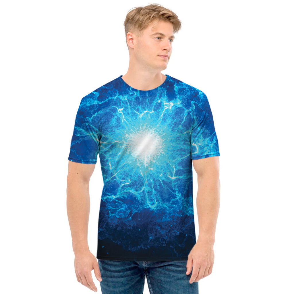 Blue Plasma Energy Print Men's T-Shirt