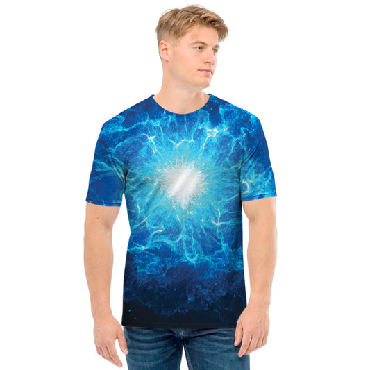 Blue Plasma Energy Print Men's T-Shirt