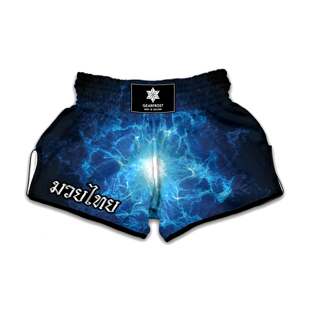 Blue Plasma Energy Print Muay Thai Boxing Shorts