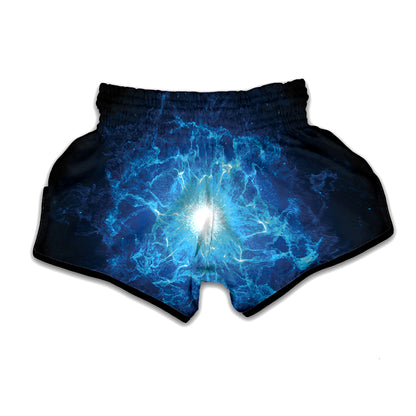 Blue Plasma Energy Print Muay Thai Boxing Shorts