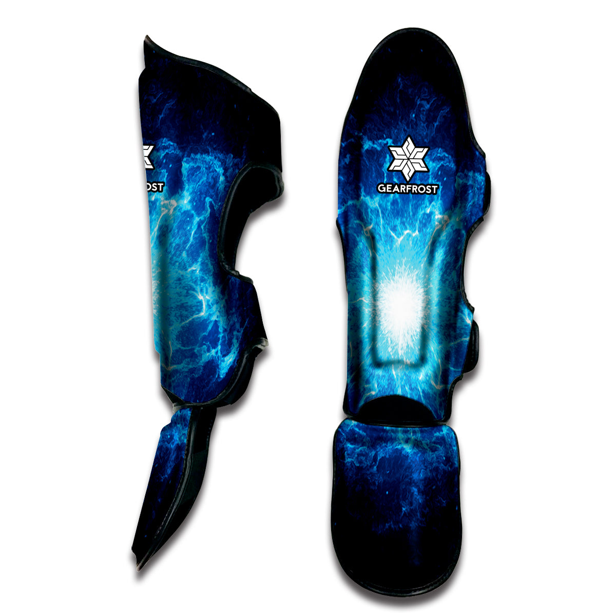 Blue Plasma Energy Print Muay Thai Shin Guard