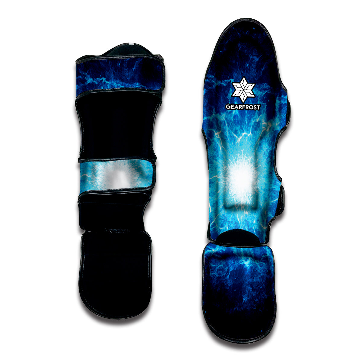 Blue Plasma Energy Print Muay Thai Shin Guard