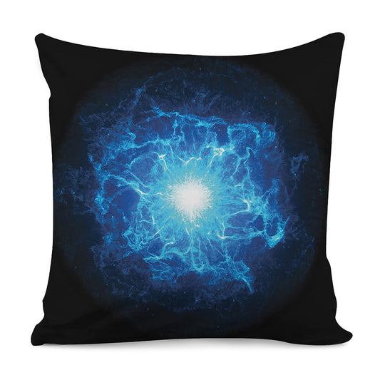Blue Plasma Energy Print Pillow Cover