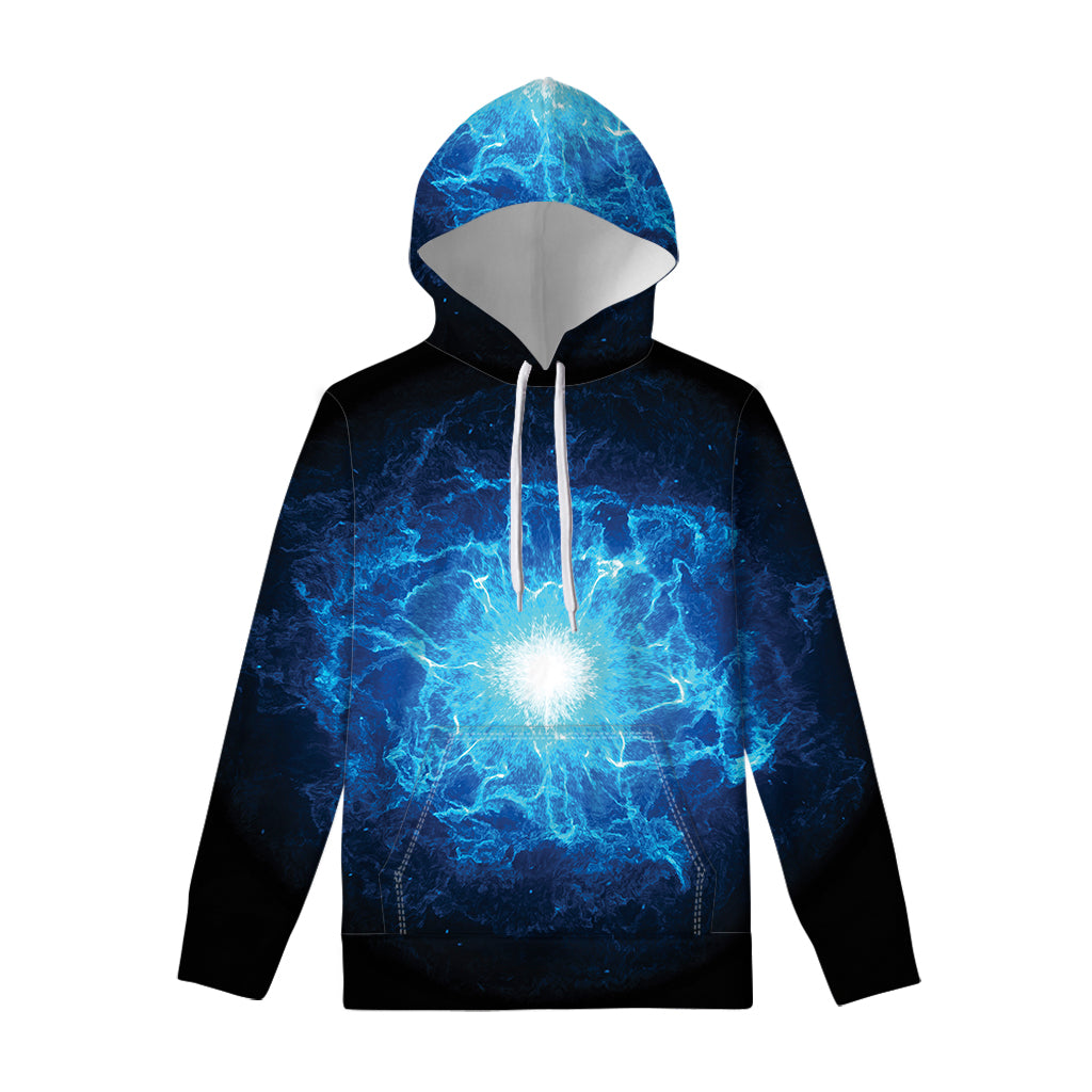 Blue Plasma Energy Print Pullover Hoodie