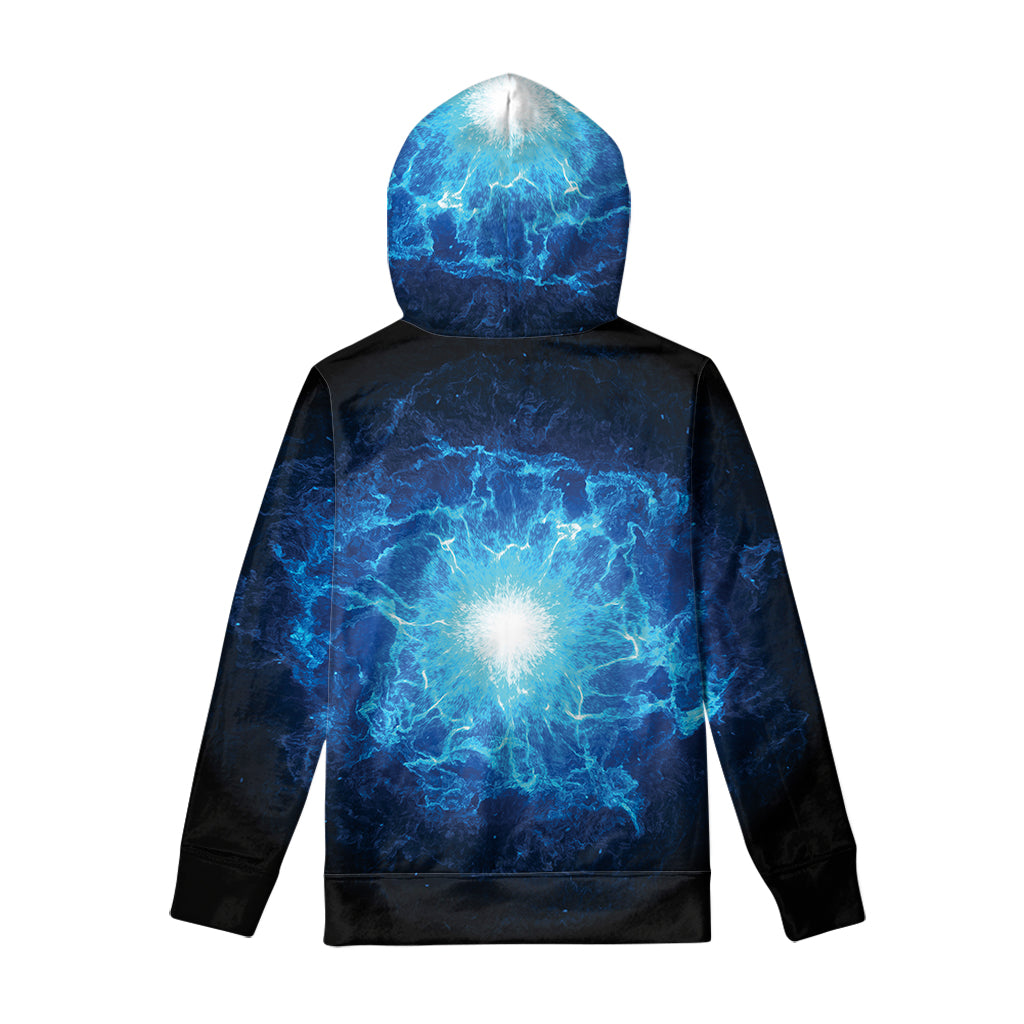 Blue Plasma Energy Print Pullover Hoodie