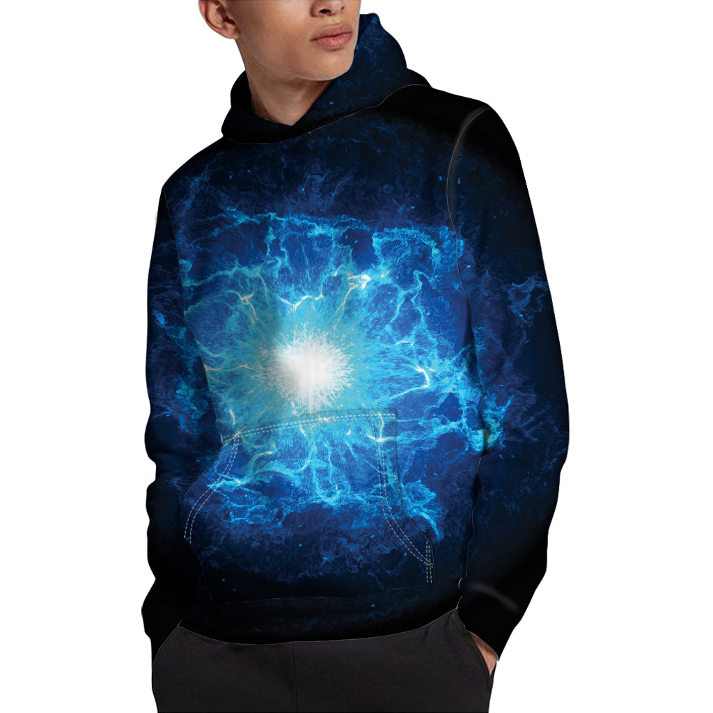 Blue Plasma Energy Print Pullover Hoodie