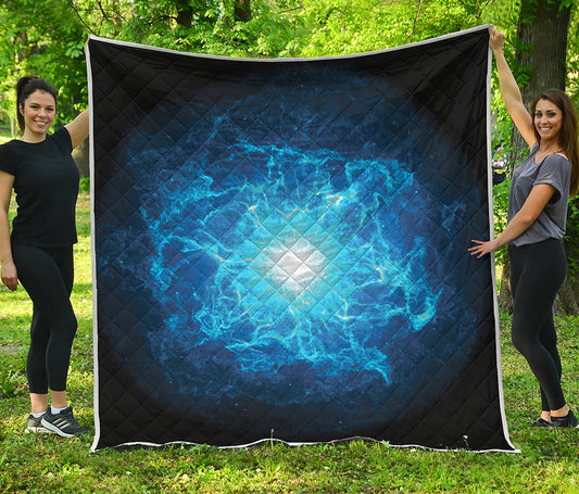 Blue Plasma Energy Print Quilt