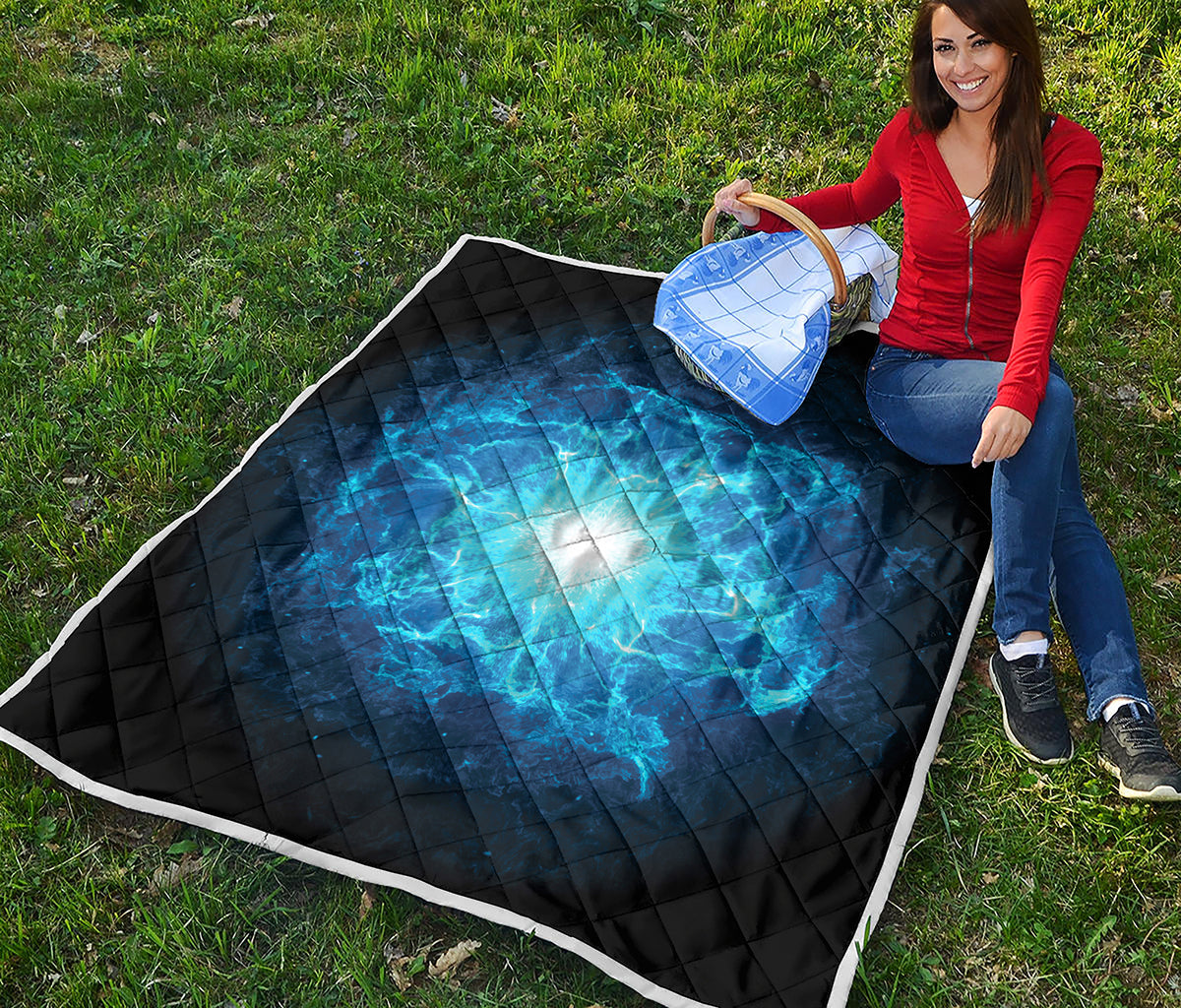 Blue Plasma Energy Print Quilt