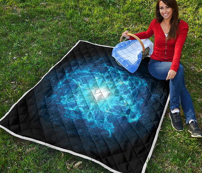 Blue Plasma Energy Print Quilt