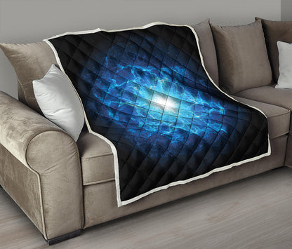 Blue Plasma Energy Print Quilt