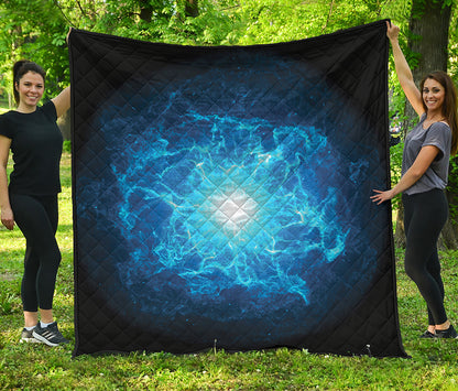 Blue Plasma Energy Print Quilt