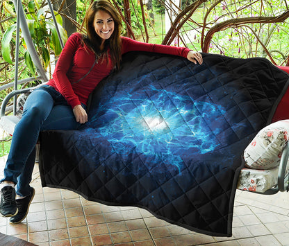 Blue Plasma Energy Print Quilt