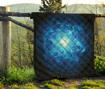 Blue Plasma Energy Print Quilt
