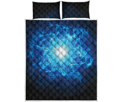 Blue Plasma Energy Print Quilt Bed Set
