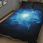 Blue Plasma Energy Print Quilt Bed Set