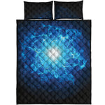 Blue Plasma Energy Print Quilt Bed Set