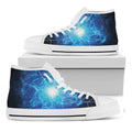Blue Plasma Energy Print White High Top Sneakers