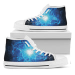 Blue Plasma Energy Print White High Top Shoes