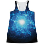 Blue Plasma Energy Print Women's Racerback Tank Top