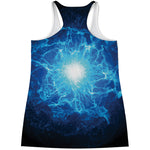 Blue Plasma Energy Print Women's Racerback Tank Top