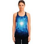 Blue Plasma Energy Print Women's Racerback Tank Top