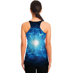 Blue Plasma Energy Print Women's Racerback Tank Top