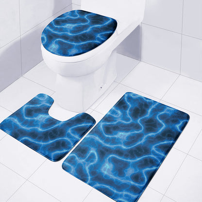Blue Plasma Print 3 Piece Bath Mat Set