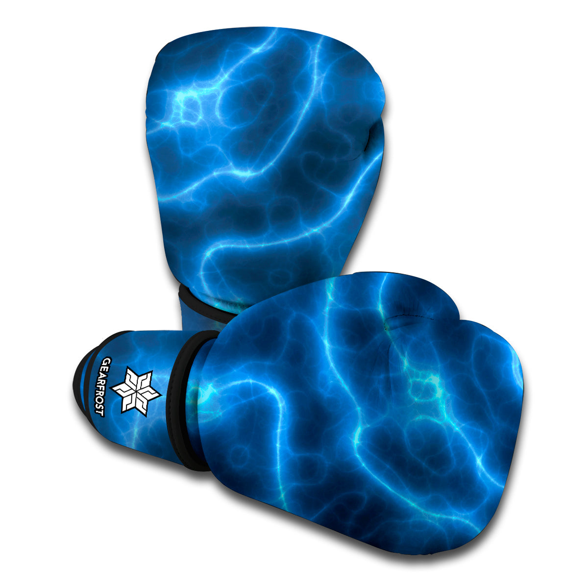 Blue Plasma Print Boxing Gloves