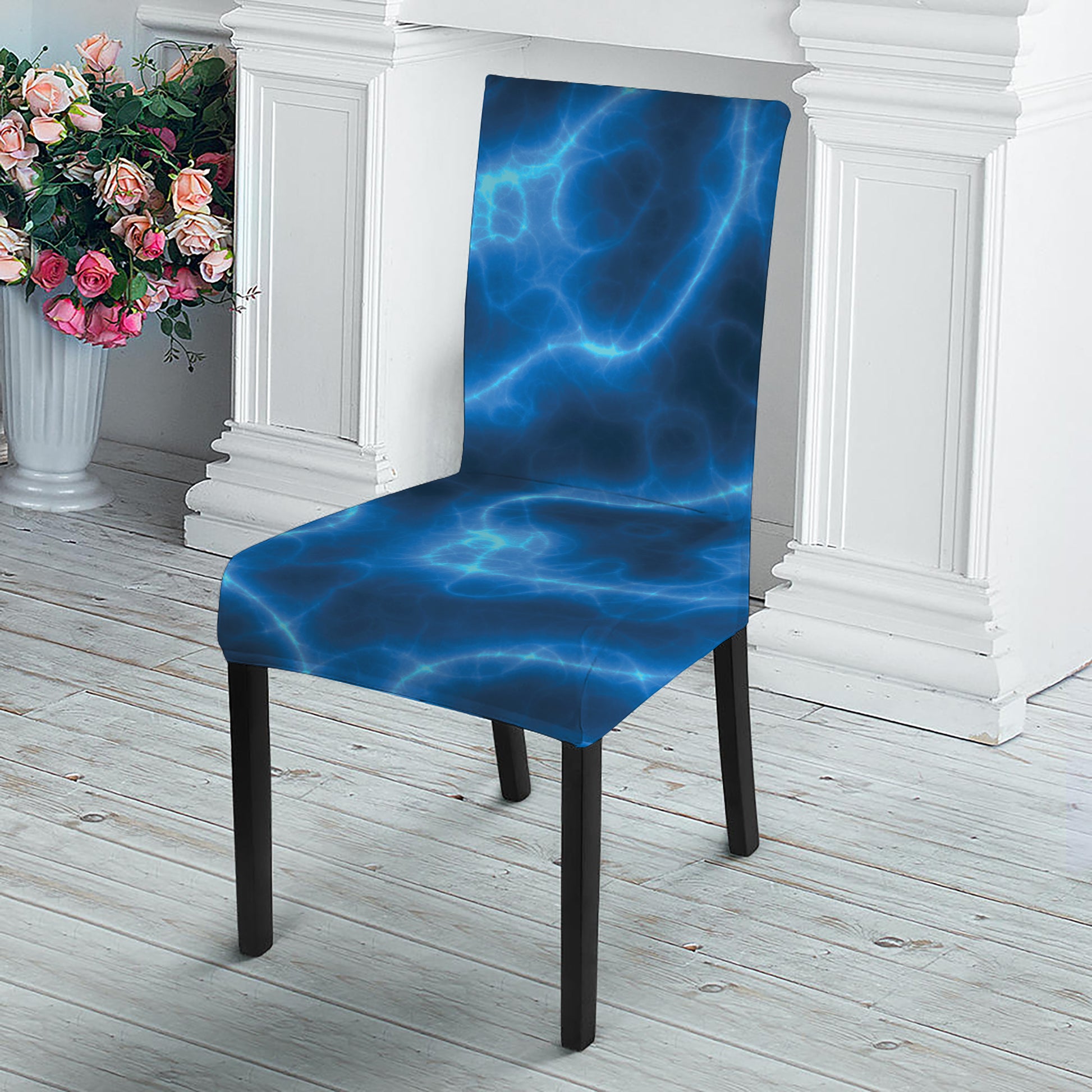 Blue Plasma Print Dining Chair Slipcover