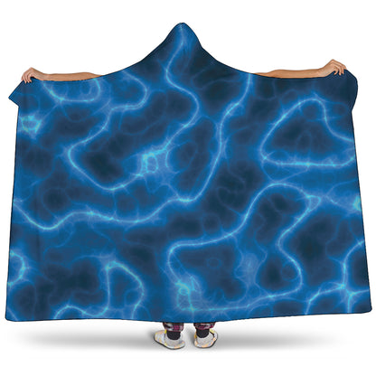 Blue Plasma Print Hooded Blanket