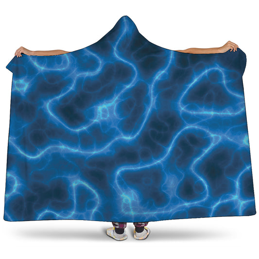 Blue Plasma Print Hooded Blanket