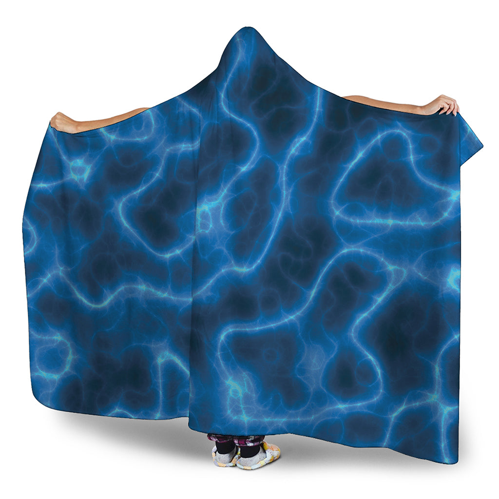 Blue Plasma Print Hooded Blanket