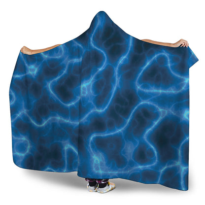 Blue Plasma Print Hooded Blanket