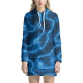 Blue Plasma Print Pullover Hoodie Dress
