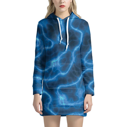 Blue Plasma Print Hoodie Dress