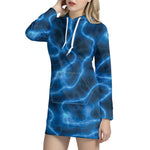 Blue Plasma Print Hoodie Dress