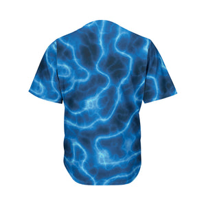 Blue Plasma Print Men's Baseball Jersey